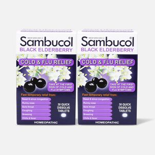 Sambucol Black Elderberry Cold and Flu Relief Tablets, 30 ct. (2-Pack)