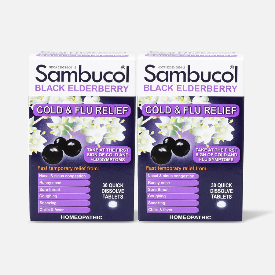 Sambucol Black Elderberry Cold and Flu Relief Tablets, 30 ct. (2-Pack), , large image number 0