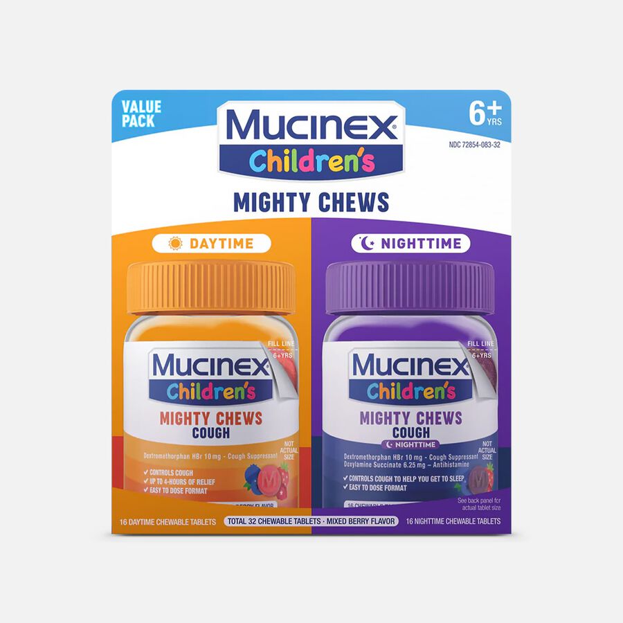 Mucinex Children's Cough Mighty Chews, Day & Night Combo Pack 2X16 ct., , large image number 0