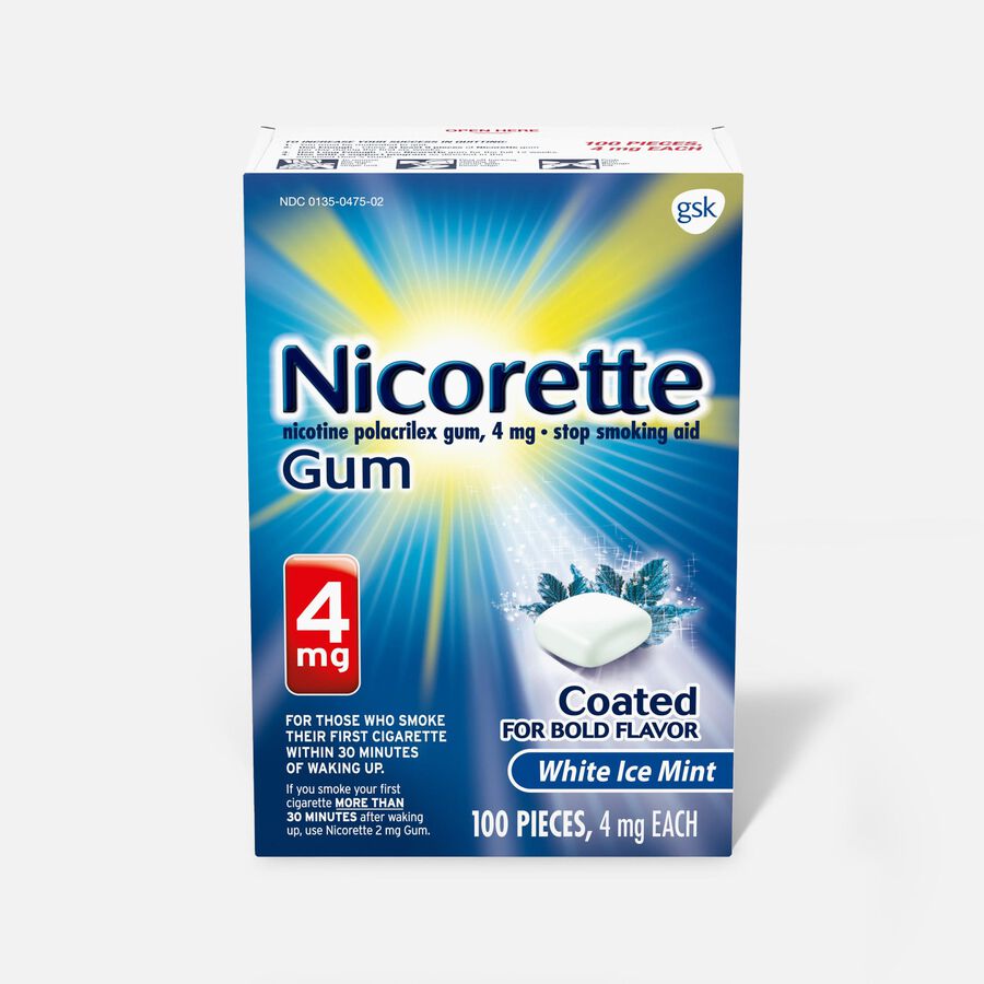 Nicorette Nicotine Gum, White Ice Mint, 4mg, 100 ct., , large image number 0