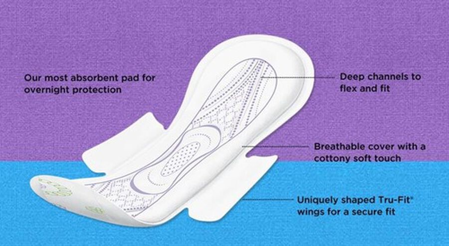 U by Kotex Security Maxi Pad with Wings, Overnight, Unscented, 14 ct., , large image number 2
