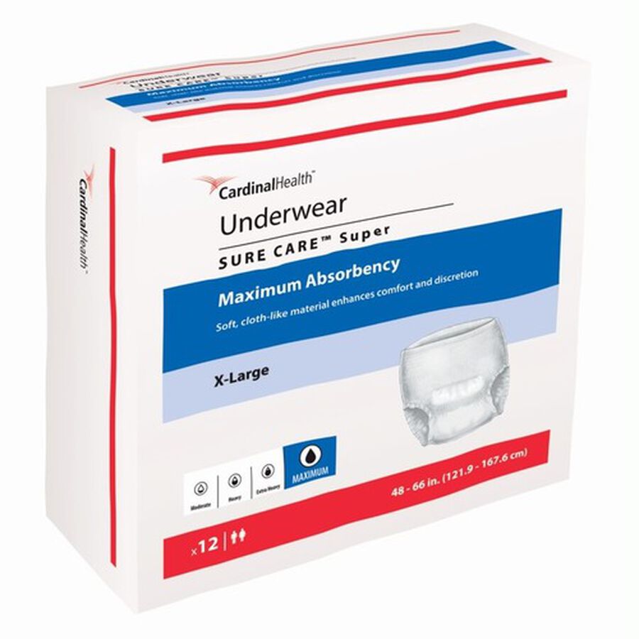 SURE CARE™ Super Underwear with BreatheEasy™ Technology Maximum Absorbency, X-Large 48"-66"- 12-Pack, , large image number 0