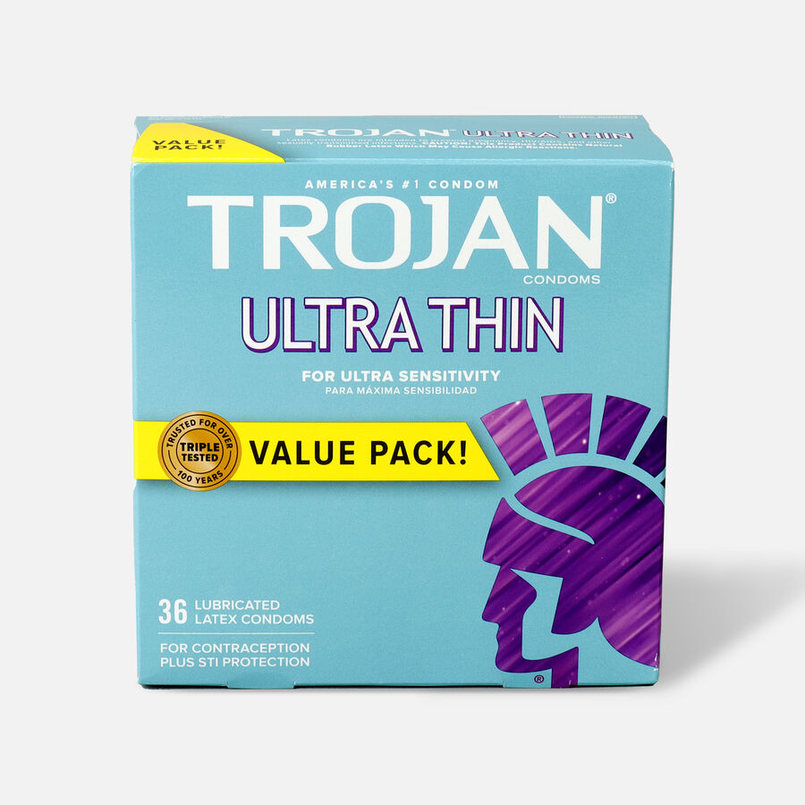 Trojan Ultra Thin Lubricated Latex Condoms, 36 ct., , large image number 0