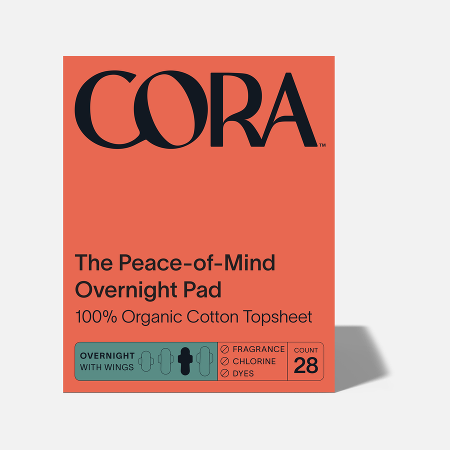 Cora Organic Cotton Ultra Thin Period Pads, Overnight, 28 ct., , large image number 0