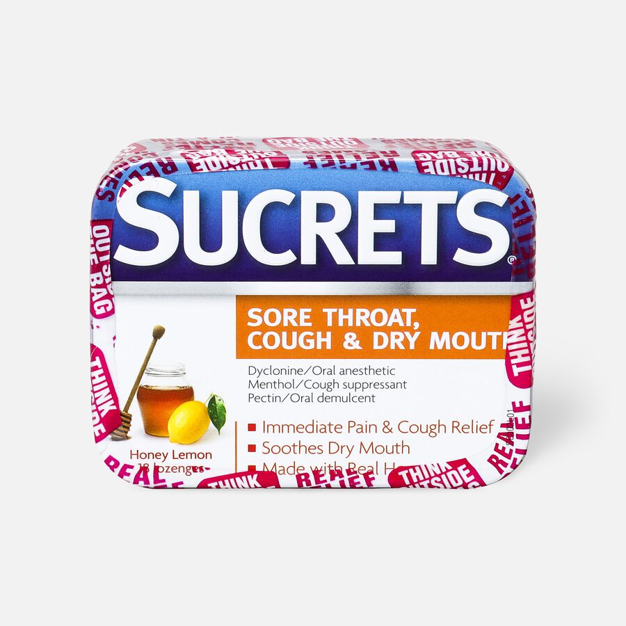 Sucrets Honey Lemon Sore Throat, Cough and Dry Mouth Lozenges, 18 ct., , large image number 0
