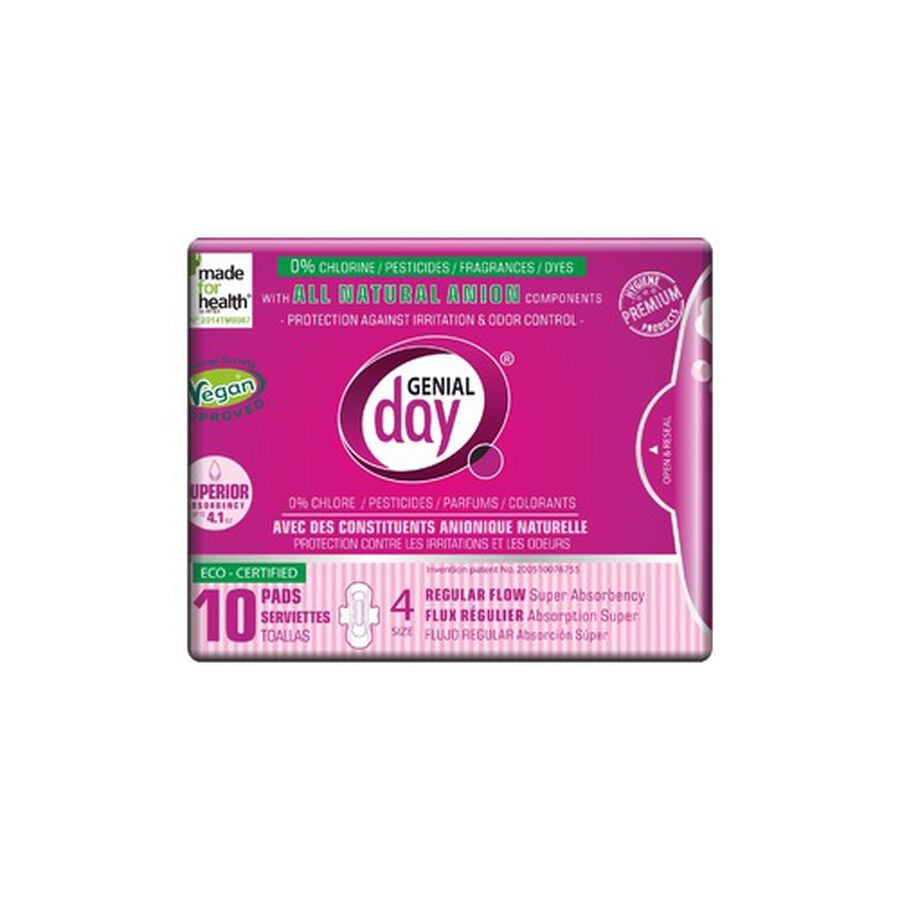 Genial Day Regular Flow Pads w/Anion Strip, 10 ct., , large image number 0