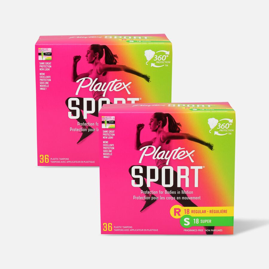 Playtex Sport Multipack Tampons, Unscented, 36 ct. (Reg/Super) (2-Pack), , large image number 0