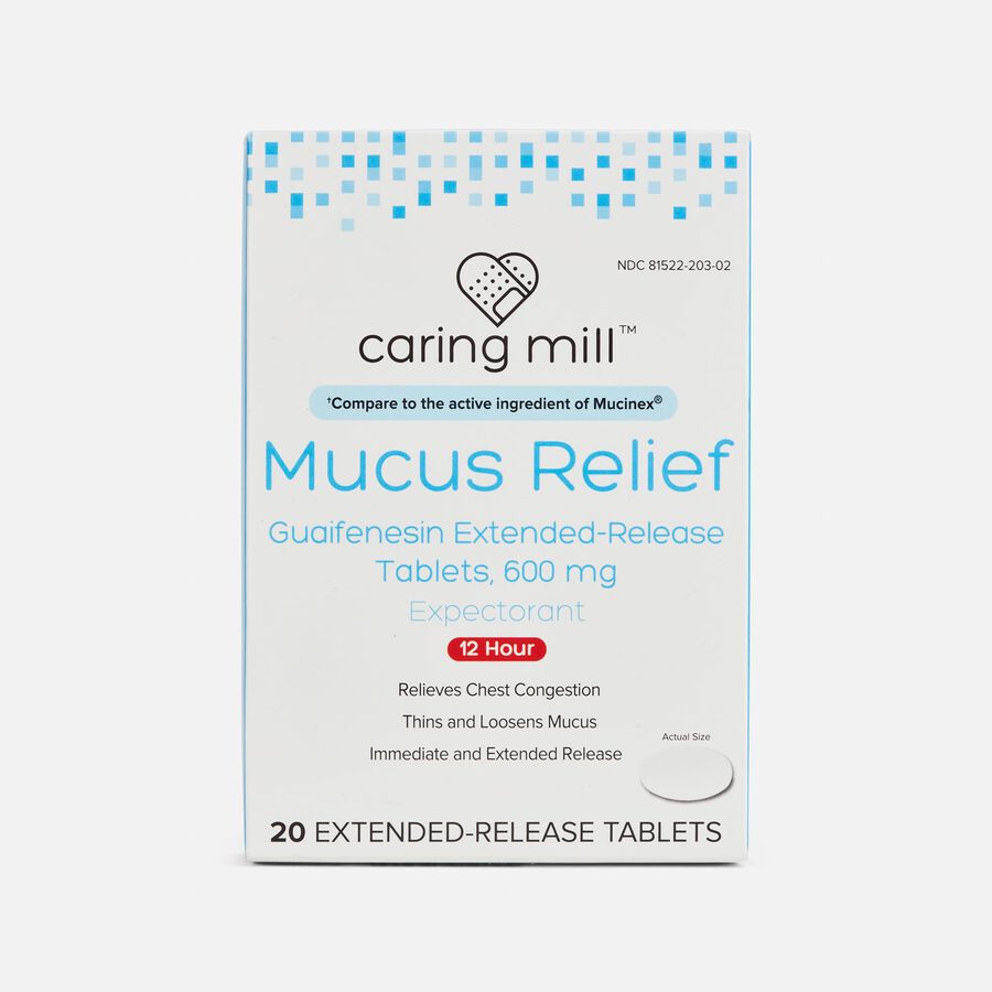 Caring Mill™ Mucus Relief Guaifenesin Extended-Release Tablets, 600mg, , large image number 0