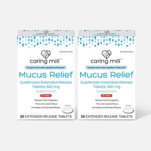 Caring Mill™ Mucus Guaifenesin Extended-Release Bi-Layer Caplets, 600 mg (Pack of 2)