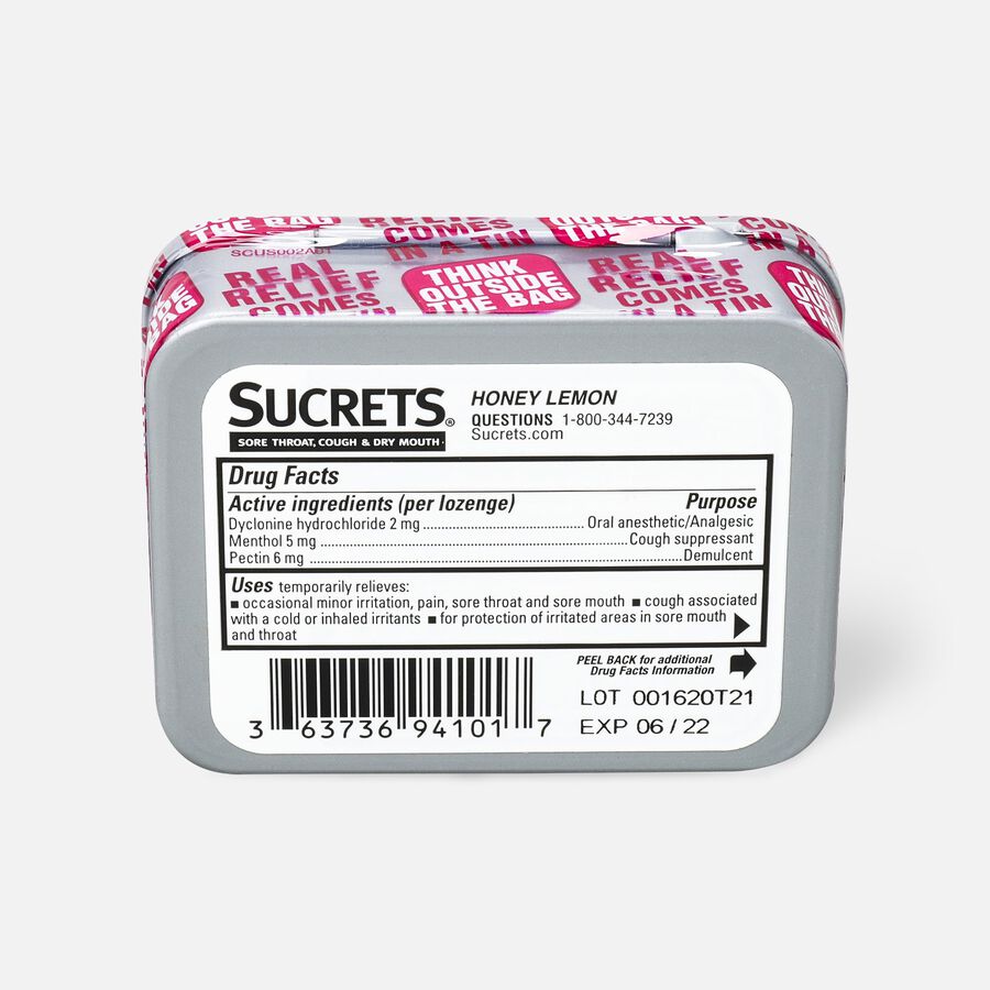 Sucrets Honey Lemon Sore Throat, Cough and Dry Mouth Lozenges, 18 ct., , large image number 2