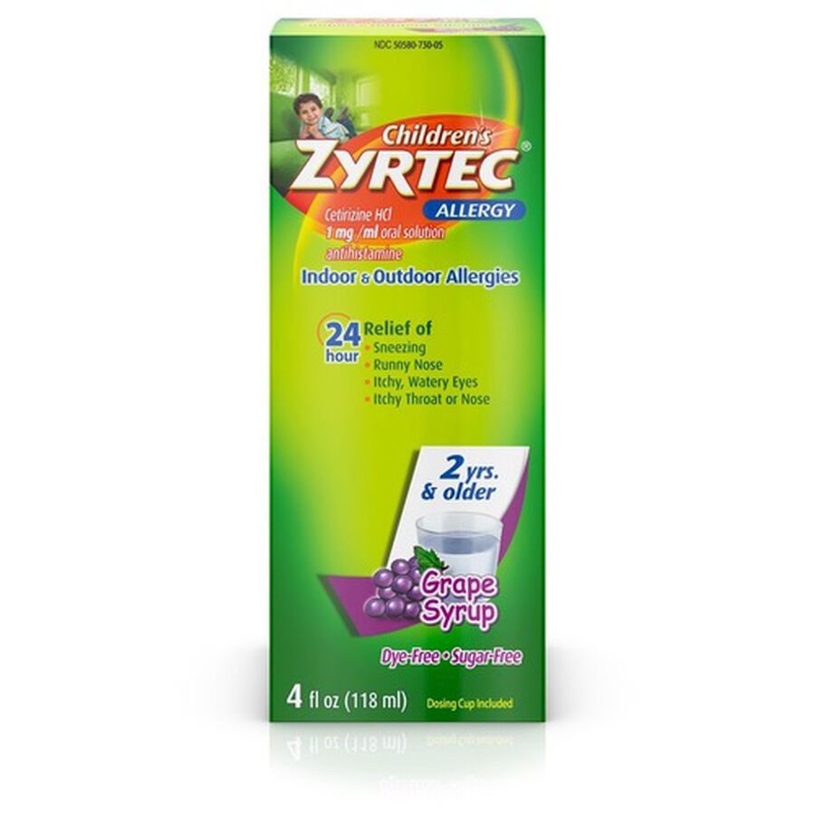 Zyrtec 24 Hr Children’s Allergy Relief Syrup, Grape Flavor, 4 fl oz., , large image number 0