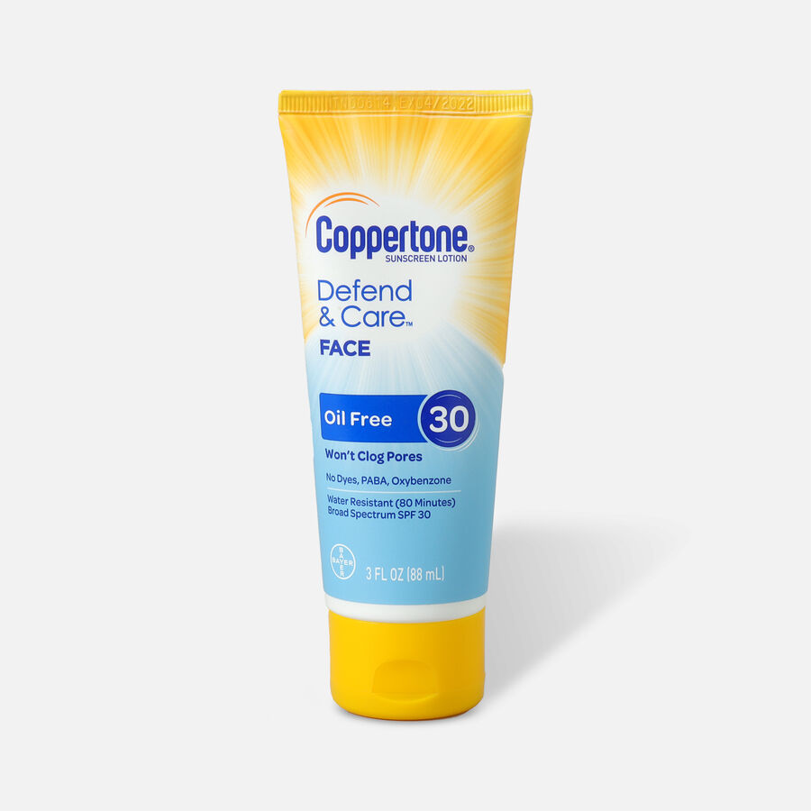 Coppertone Defend & Care Sunscreen Oil Free Face Lotion SPF 30, 3 oz., , large image number 0