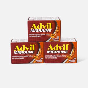 Advil Migraine Pain Reliever and Fever Reducer Liquid Filled Capsules, 200 mg, 20 ct. (3-Pack)