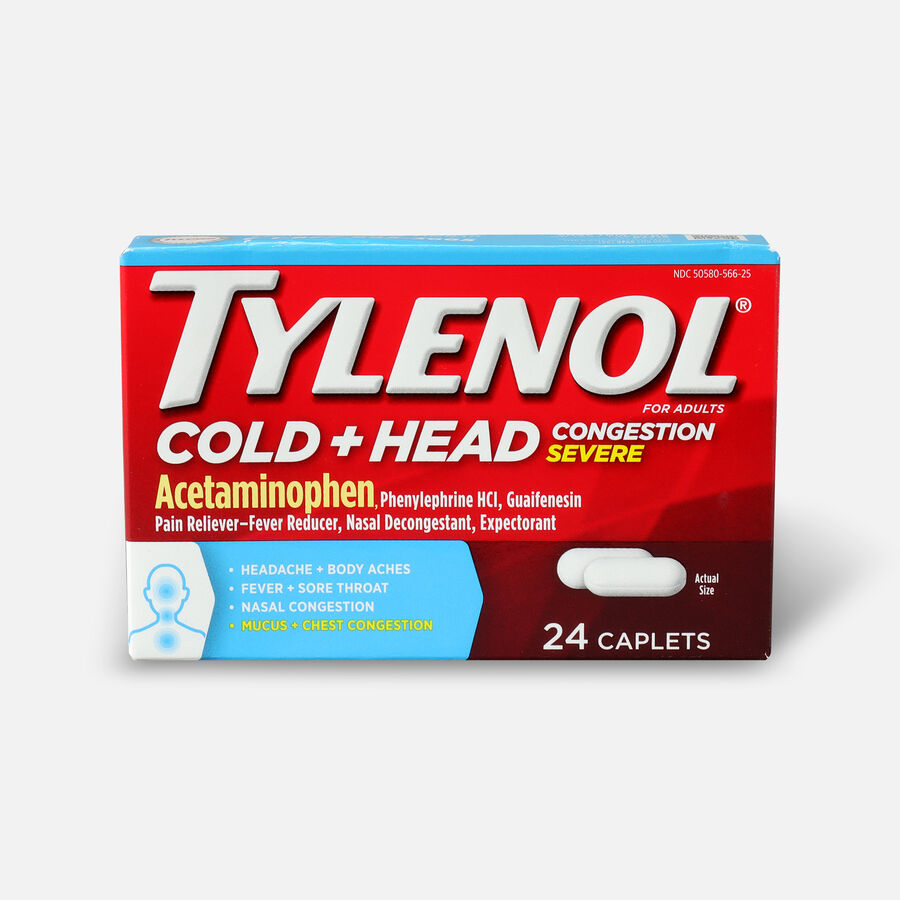 Tylenol Cold + Head Congestion Severe Medicine Caplets, 24 ct., , large image number 0