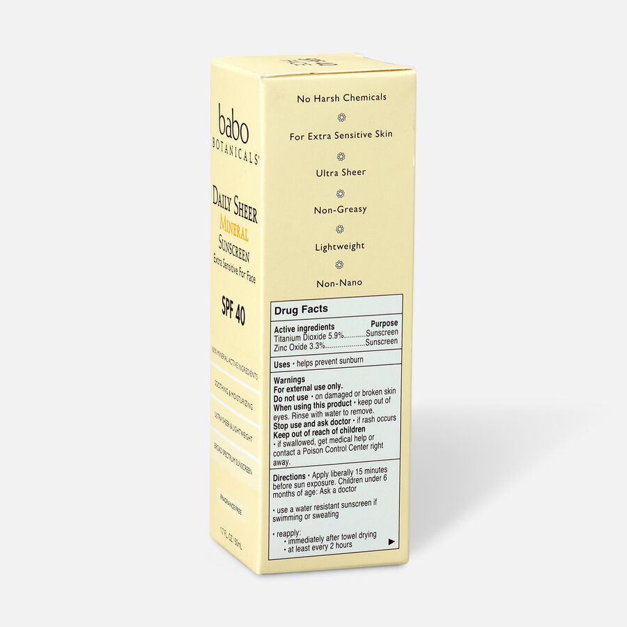 Babo Botanicals Daily Sheer Fragrance Free Facial Sunscreen SPF 40, 1.7 oz., , large image number 2