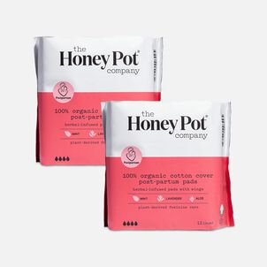 The Honey Pot 100% Organic Top Sheet Postpartum Herbal Pads with Wings, 12 ct. (2-Pack)