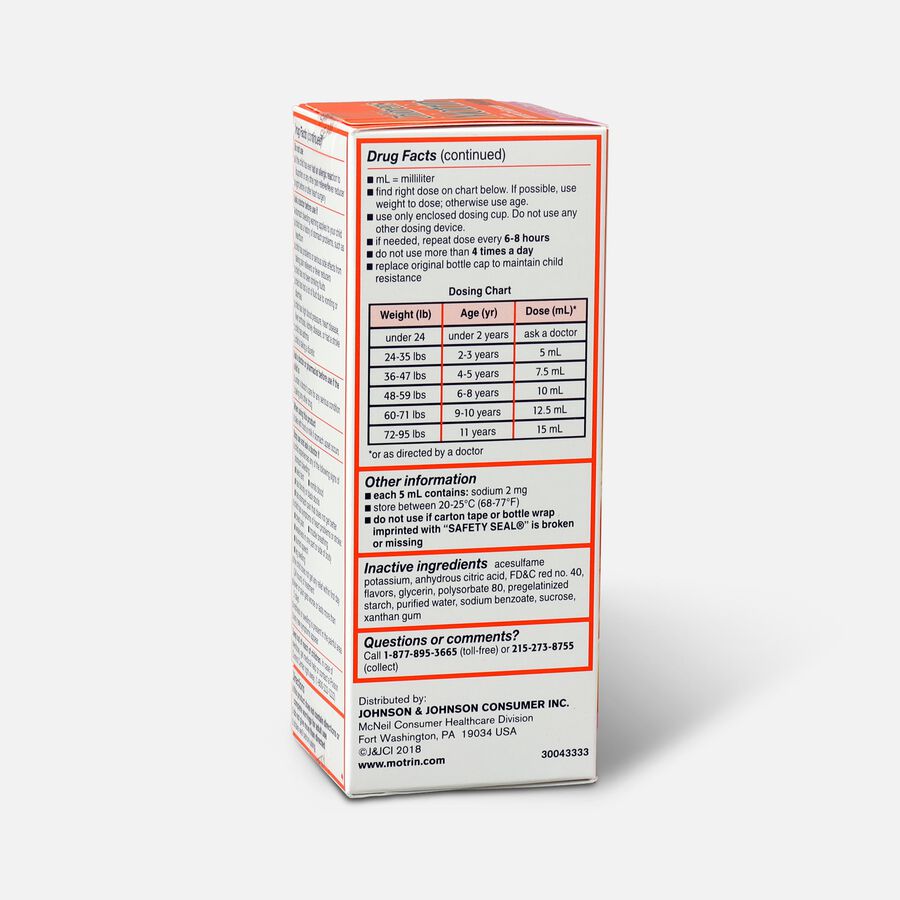 Children’s Motrin, 4 fl oz, Bubble Gum Flavor, , large image number 2