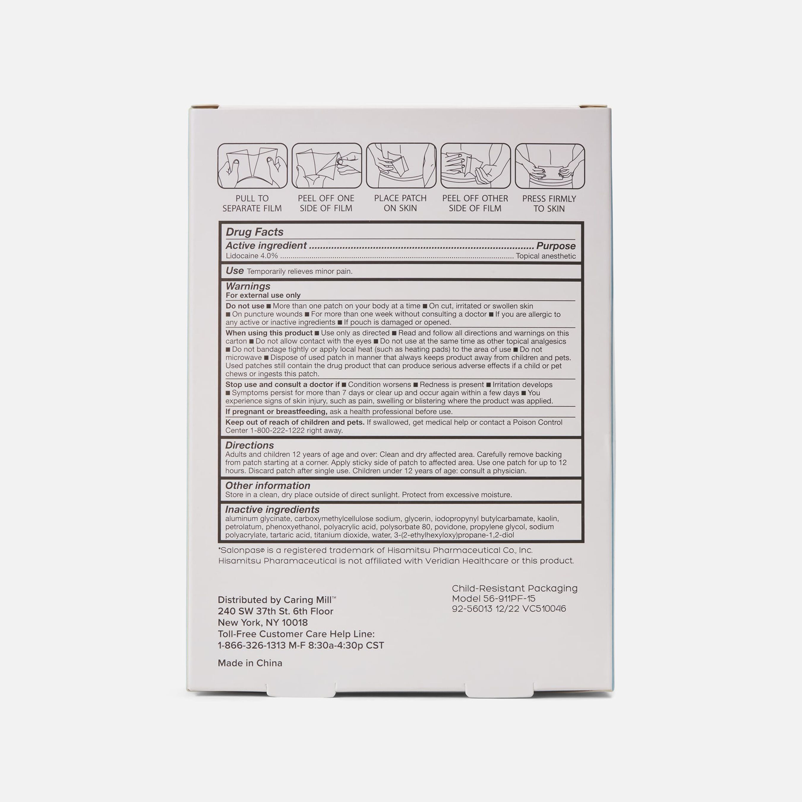 Caring Mill™ Maximum Strength Lidocaine Pain Relief Patches, 15 ct.