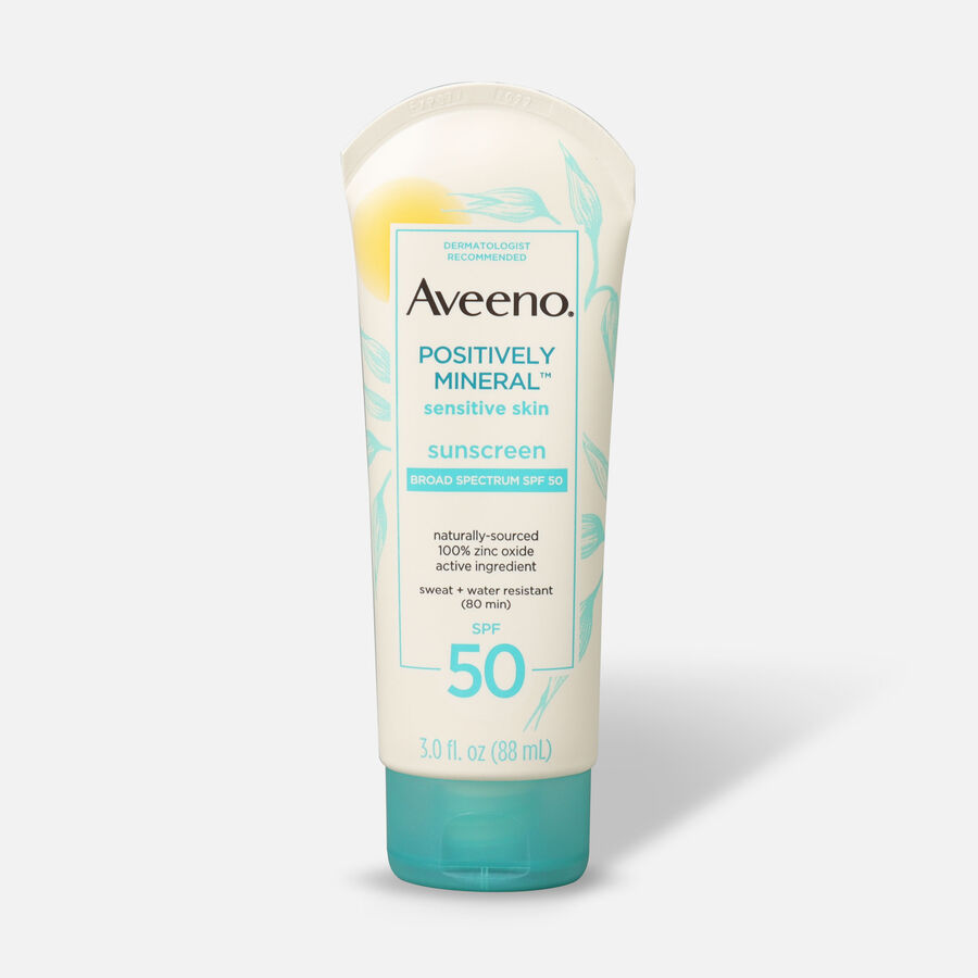 Aveeno Positively Mineral Sensitive Sunscreen Lotion SPF 50, 3 fl oz., , large image number 0