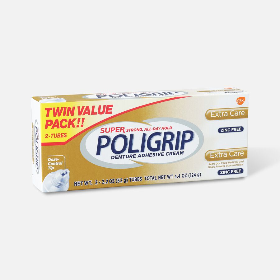 Super Poligrip Extra Care Zinc Free Denture Adhesive Cream - Twin Pack, , large image number 2