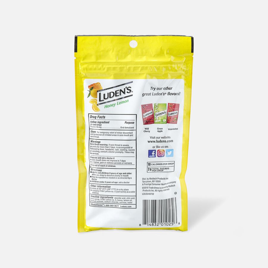 Luden's Honey Lemon Throat Drops, 25 ct., , large image number 1