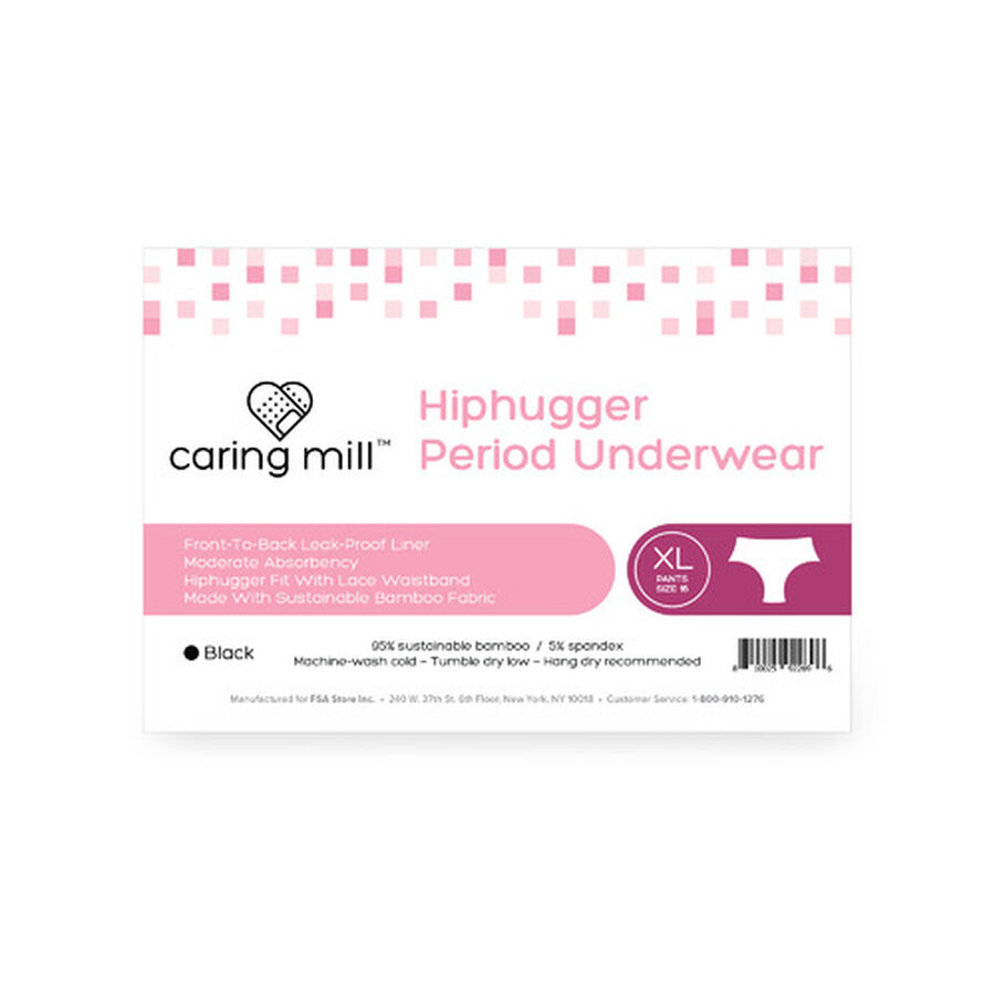 Caring Mill™ Hiphugger Period Underwear-Black, , large image number 4