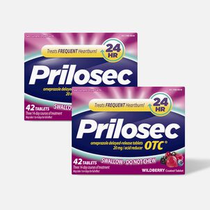 Prilosec OTC Heartburn Relief and Acid Reducer Tablets, Wildberry, 42 ct. (2-Pack)