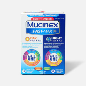 Mucinex Fast-Max Liquid Gels Day Night Cold and Flu 24 ct.