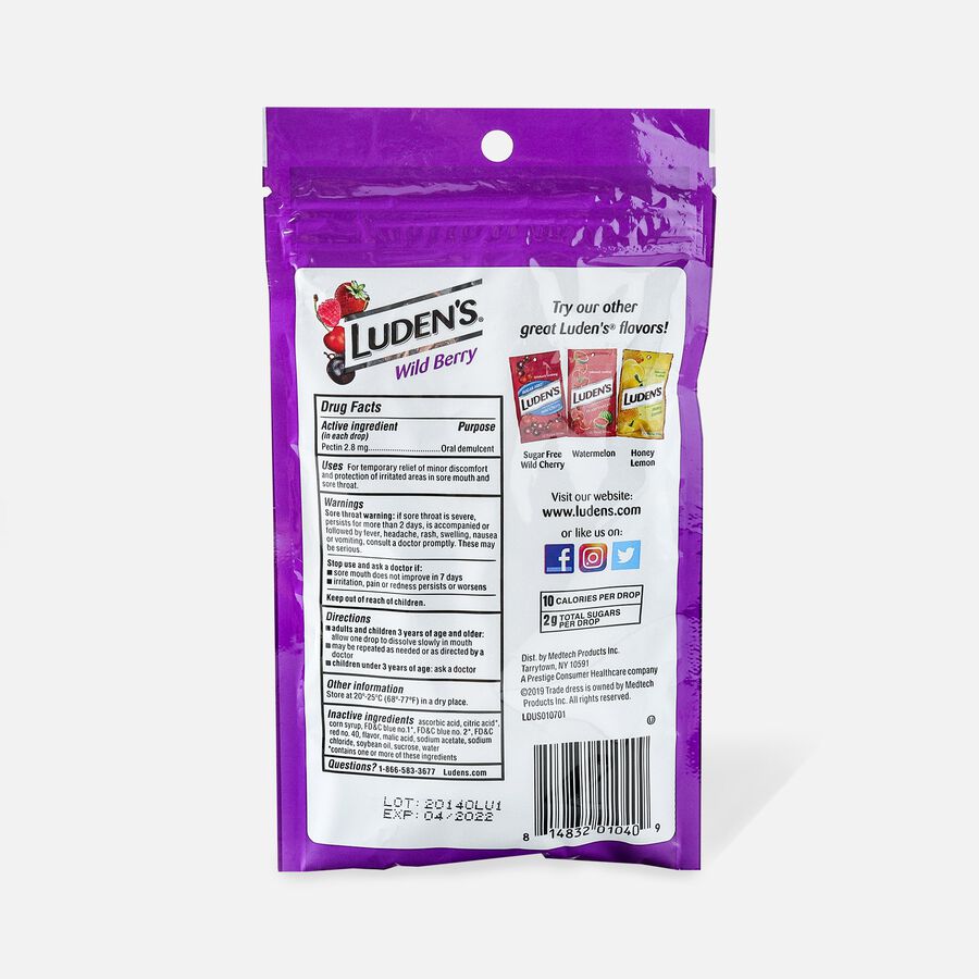 Luden's Wild Berry Throat Drops, 30 ct., , large image number 1