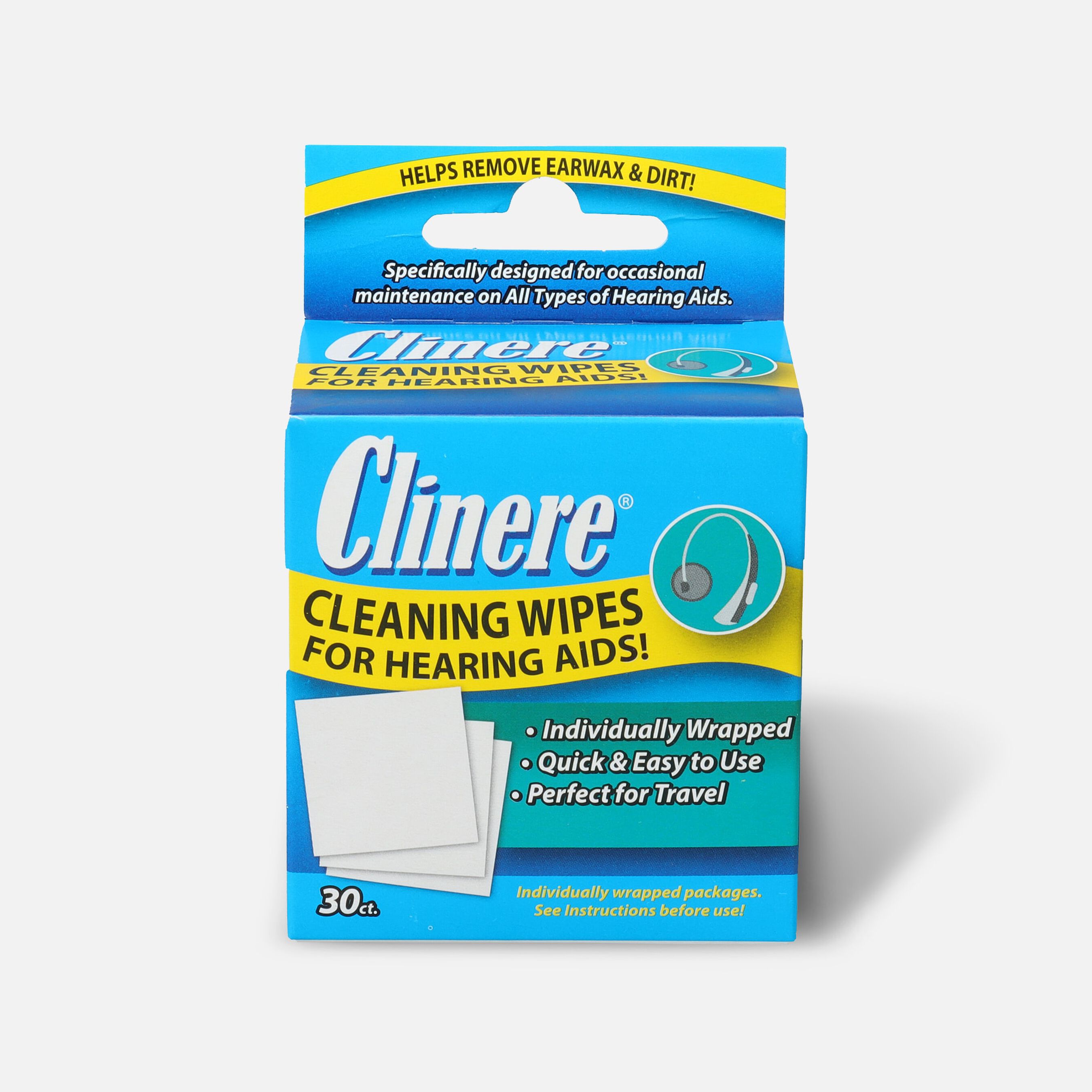 Clinere Hearing Aid Cleaning Wipes, 30 Count