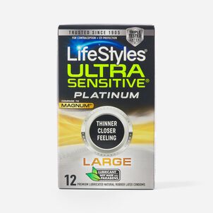 LifeStyles Ultra Sensitive Platinum Large Latex Condom, 12 ct.
