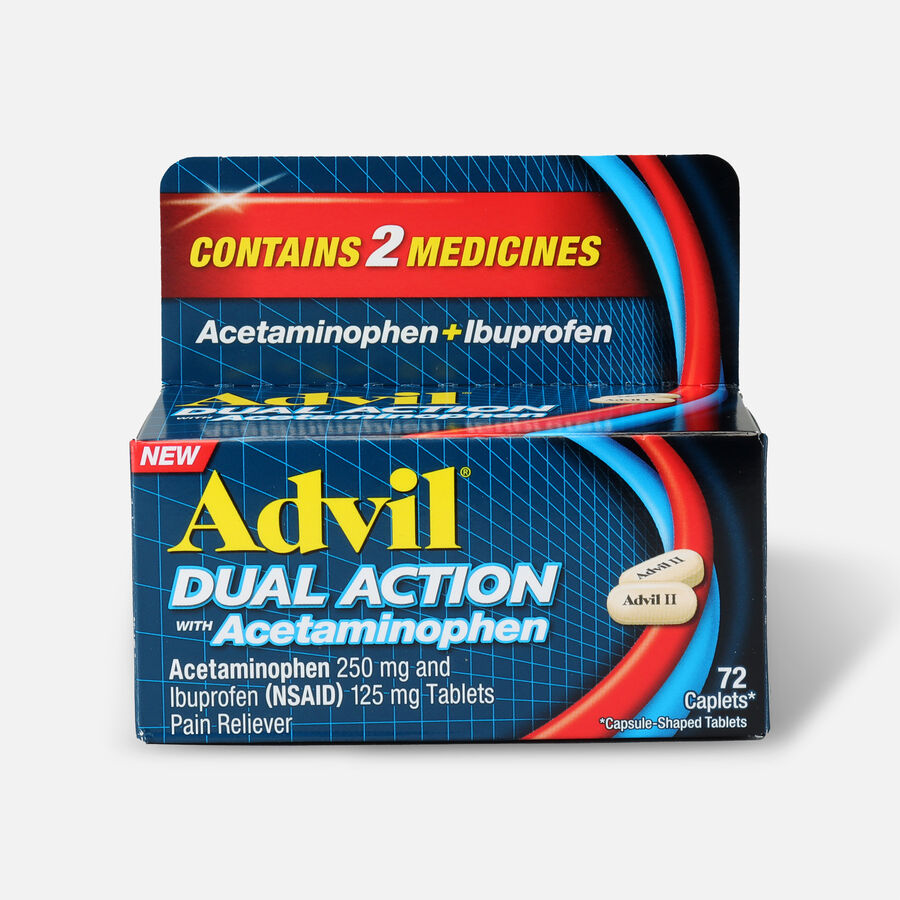 Advil Dual Action Coated Tablets, Acetaminophen + Ibuprofen, 72 ct., , large image number 0