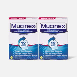 Mucinex Maximum Strength 12-Hour Chest Congestion Expectorant Tablets, 28 ct. (2-Pack)