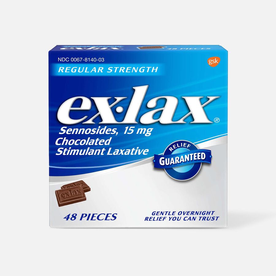 Ex-Lax Regular Strength Sennosides, 15 mg, Stimulant Laxative Chocolated Pieces For Gentle Overnight Relief, 48 ct., , large image number 0