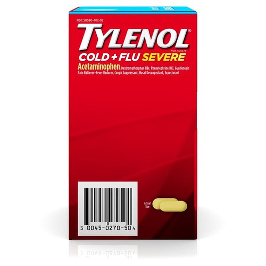 Tylenol Cold + Flu Severe Medicine Caplets, 50 pouches of 2 ct., , large image number 1