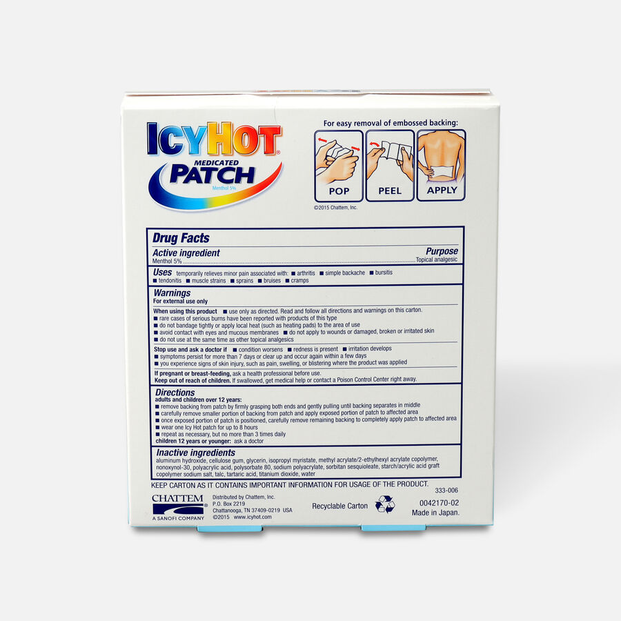 Icy Hot Medicated Back Patch, 5 ct., , large image number 1