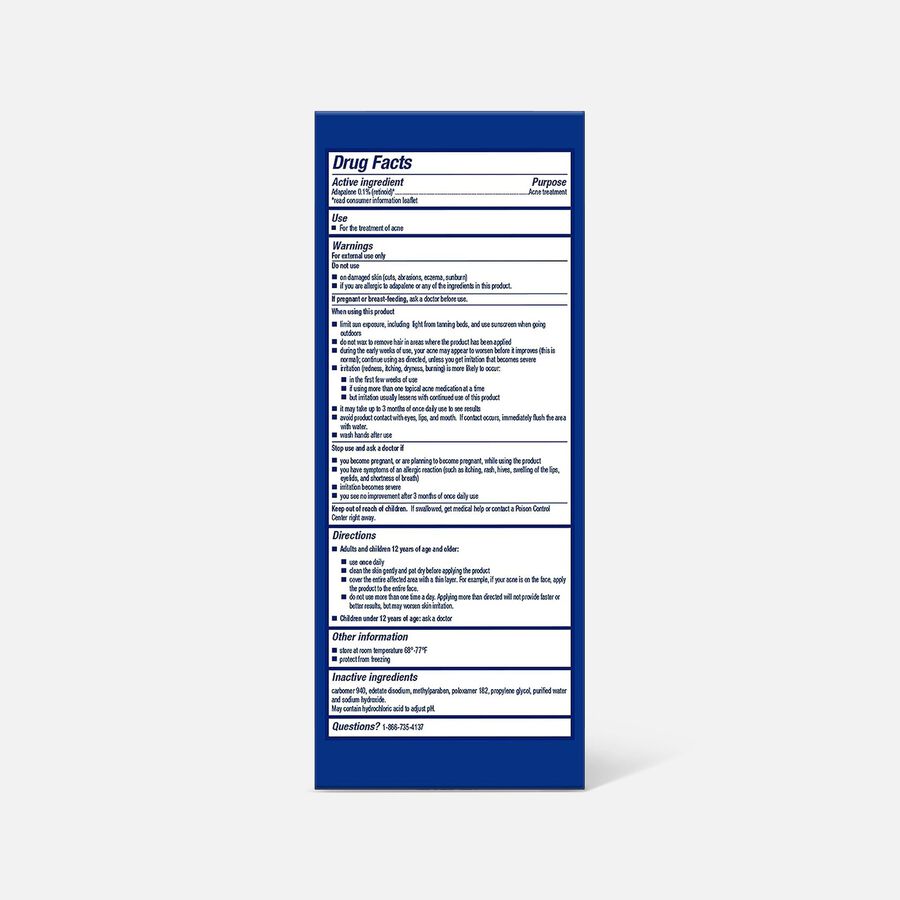 Differin 0.1% Adapalene Treatment Gel, 45g Tube, , large image number 1