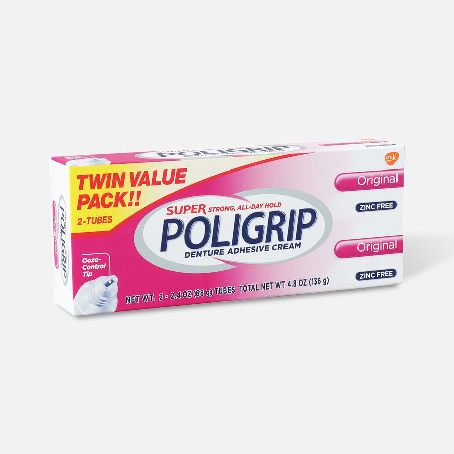 Super Poligrip Original Formula Zinc Free Denture Adhesive Cream - Twin Pack, , large image number 2