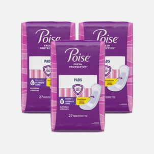 Poise Incontinence Pads, Ultimate Absorbency, Long, 27 ct. (3-Pack)