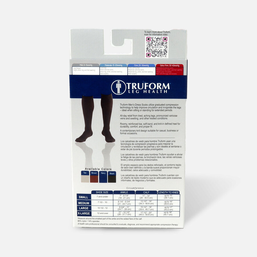 Truform Men's Dress Knee High Support Sock, 30-40 mmHg, Closed Toe, , large image number 3
