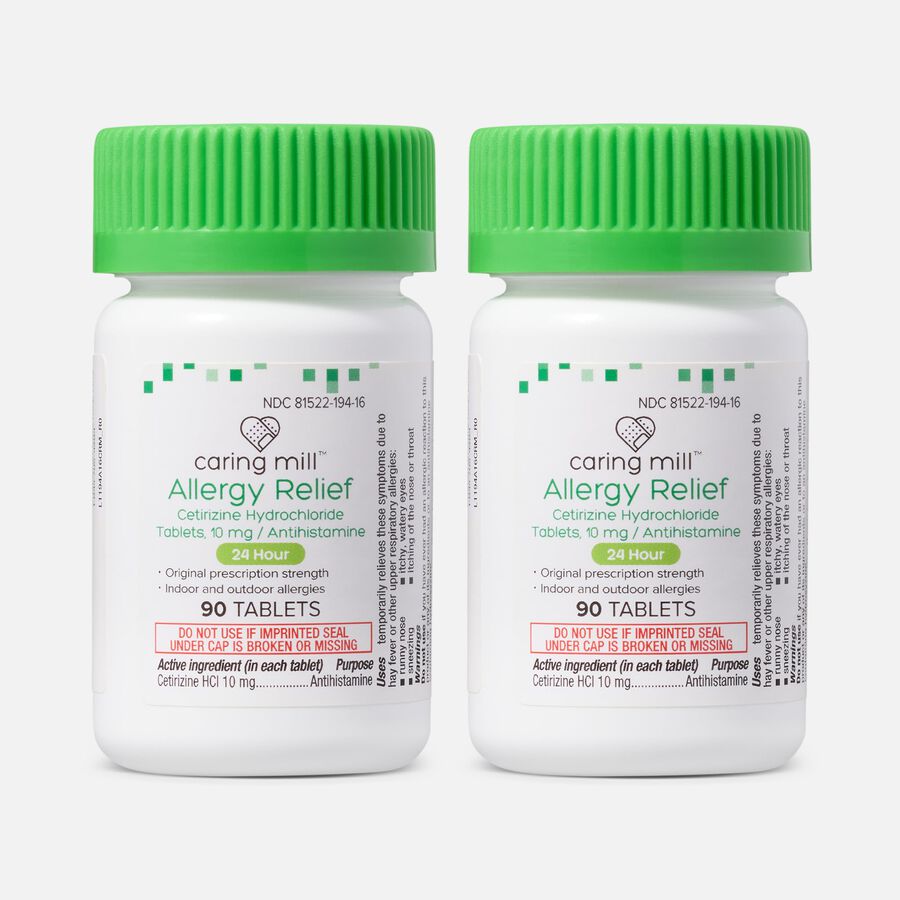 Caring Mill&trade; 24-Hour Allergy Relief Cetirizine Hydrochloride Tablets, 10mg (2-Pack), , large image number 0
