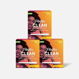 Playtex Clean Comfort Tampons, Regular Absorbency, 16 ct. (3-Pack)
