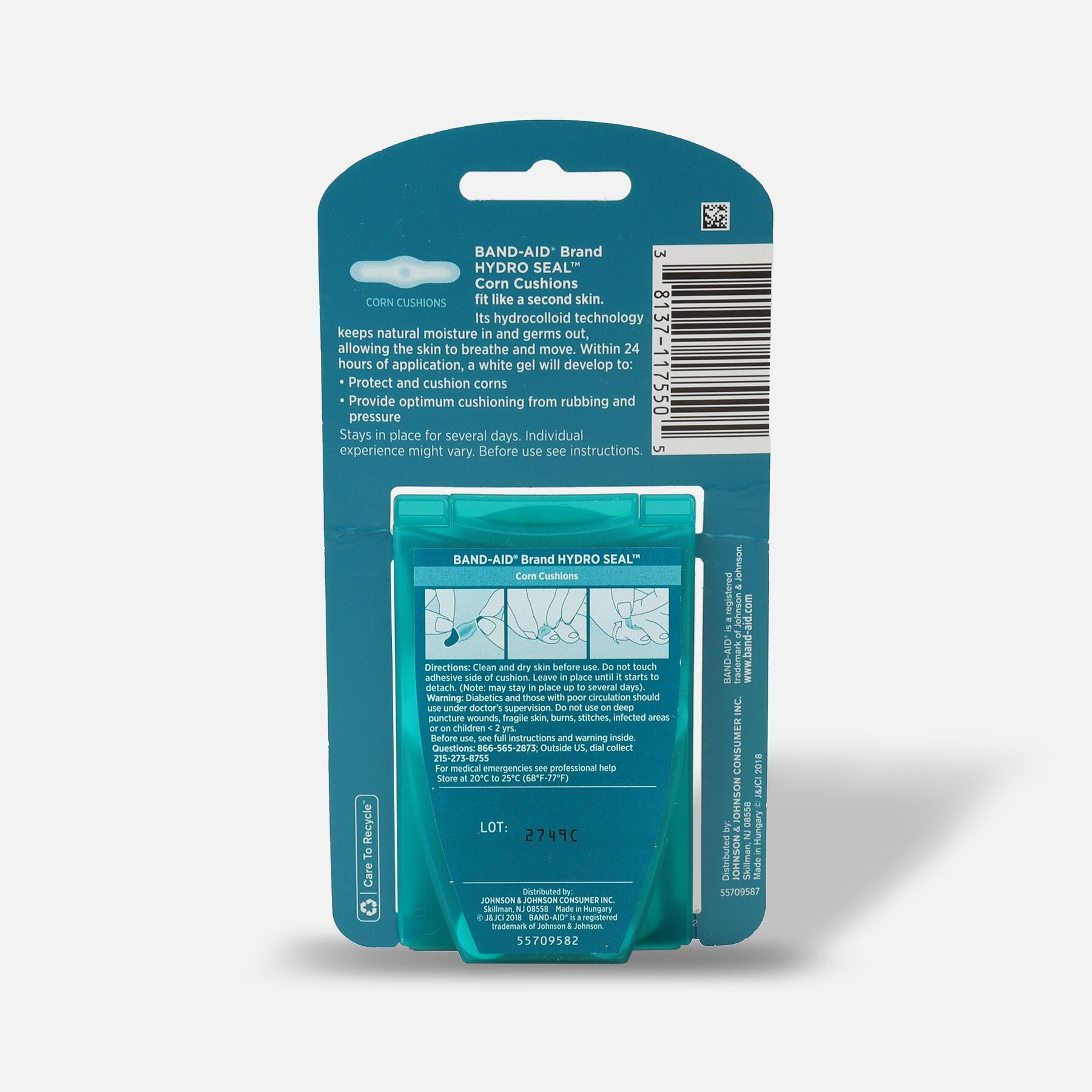 BandAid Hydro Seal Corn Cushion Bandages, Waterproof Corn Pads, Medium