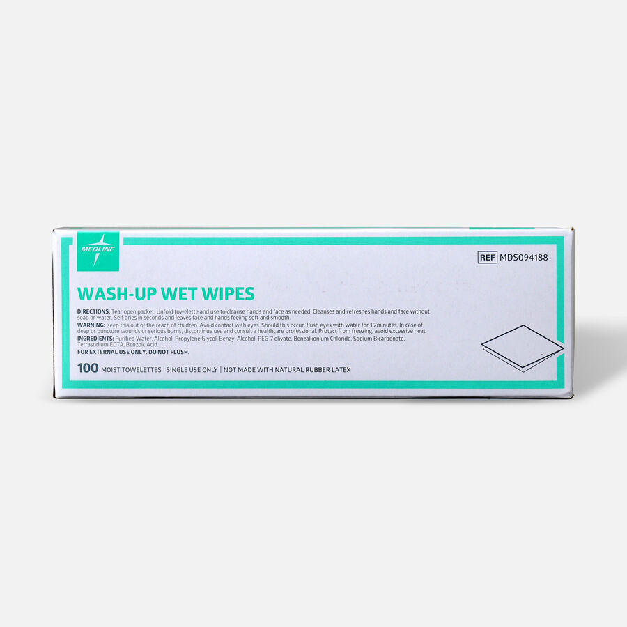 Medline® Industries Wash-up Wet Towelettes, 5" x 7", Box of 100, , large image number 1
