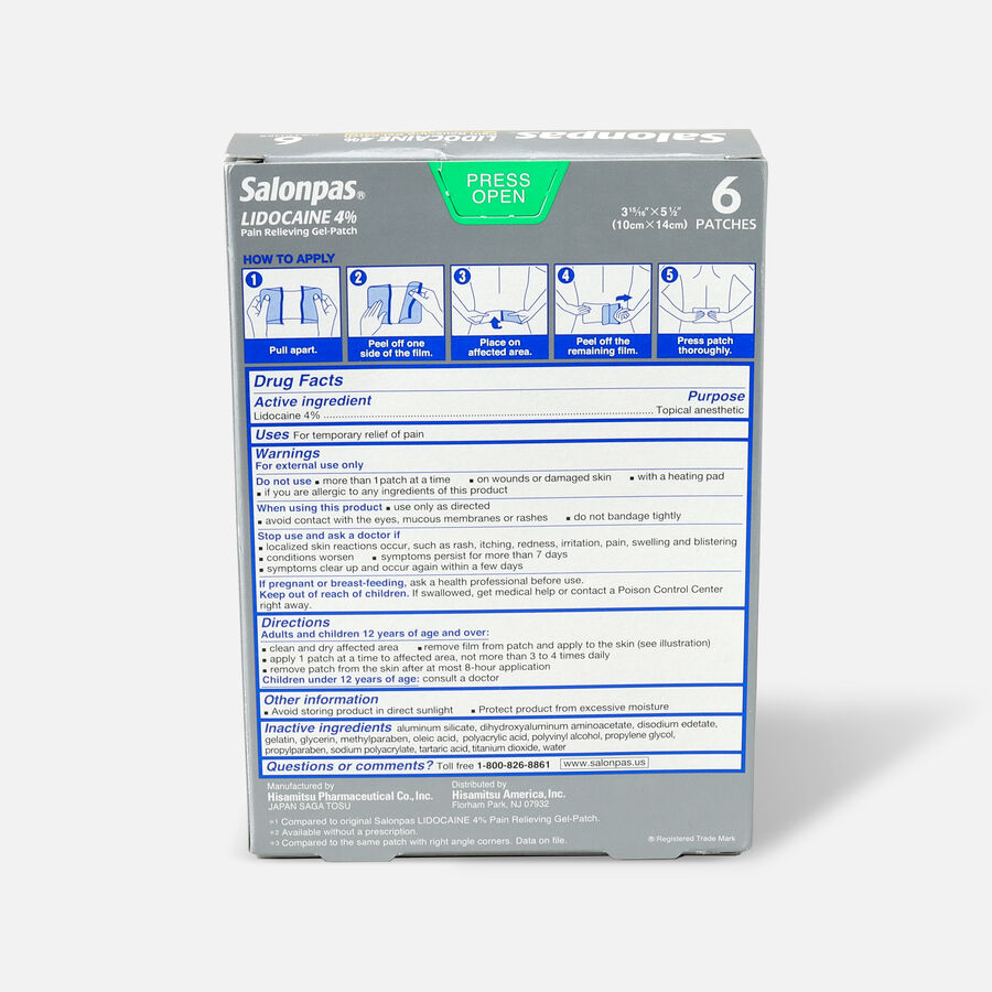Salonpas Lidocaine Gel-Patch, 6 ct., , large image number 1