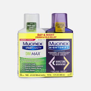 Mucinex Fast-Max DM Max & Nightshift Cold & Flu Combo Pack, 6 fl oz. each