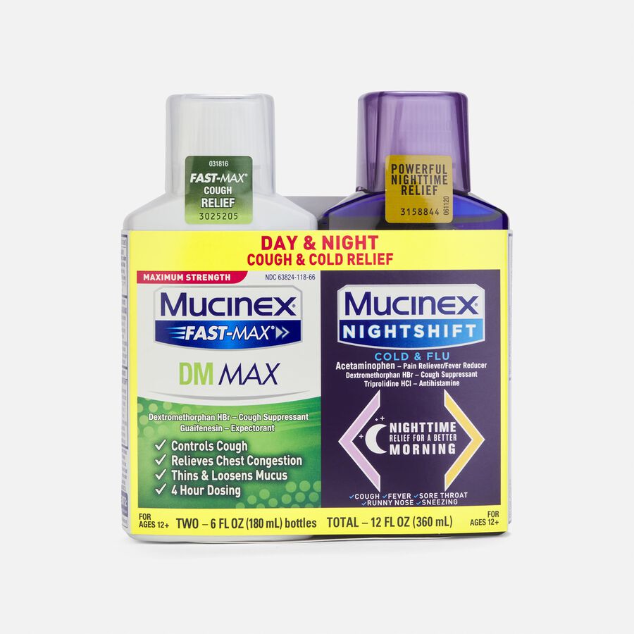 Mucinex FAST-MAX DM Max & MUCINEX Nightshift Cold & Flu, 2x6 oz., , large image number 0