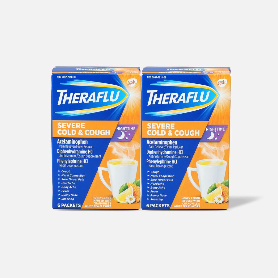 Theraflu Night Time Severe Cold & Cough Powder, Honey Lemon Infused ...