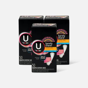 U by Kotex Barely There Liners, Light Absorbency, Regular, Fragrance-Free, 50 ct. (3-Pack)