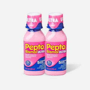 Pepto Bismol Ultra 5 Symptom Stomach Relief Liquid, Original, 12 oz. (2-Pack)
